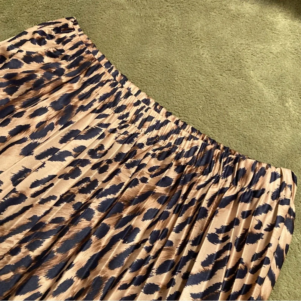 NWOT Pablo Collection Vintage 90s Short Sleeve Blouse & Midi Skirt Black Tan 14P